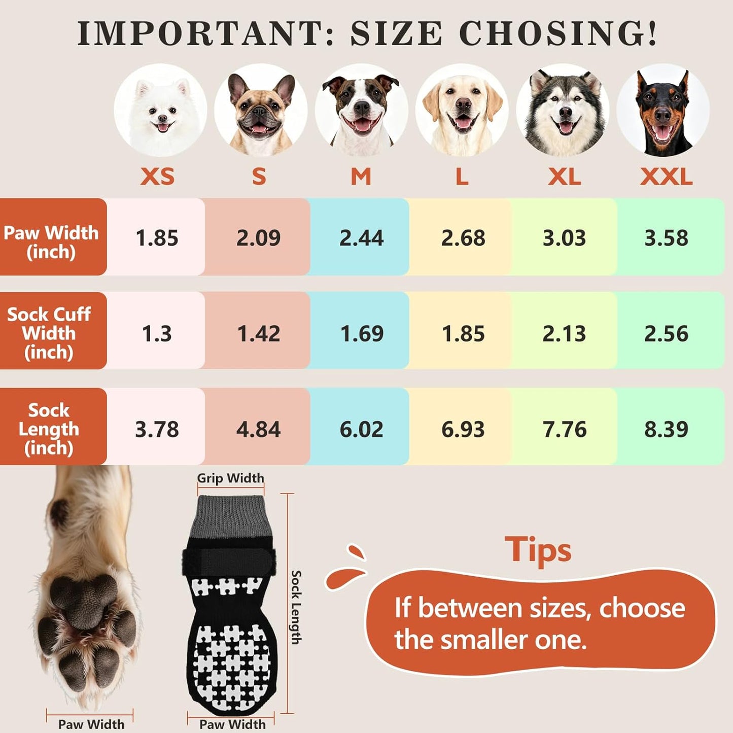 Dog Grippy Socks for Senior Dog - Double Side Dogs Booties to Prevent Licking, Boots & Paw Protectors for Hardwood Floors, No Twist Non Slip Socks for Small Medium Large Dogs, Black, L