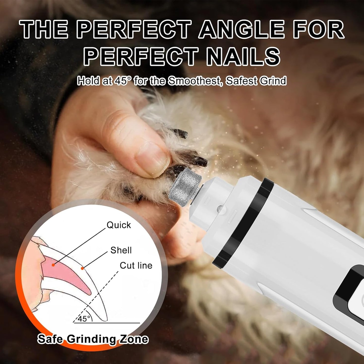 2-in-1 Dog Nail Clippers and Cat Nail Clippers with Light, Quick Sensor and Safety Guard, USB Rechargeable Pet Nail Trimmer with 2 LED Lights for Large Medium Small Dogs and Cats (White)