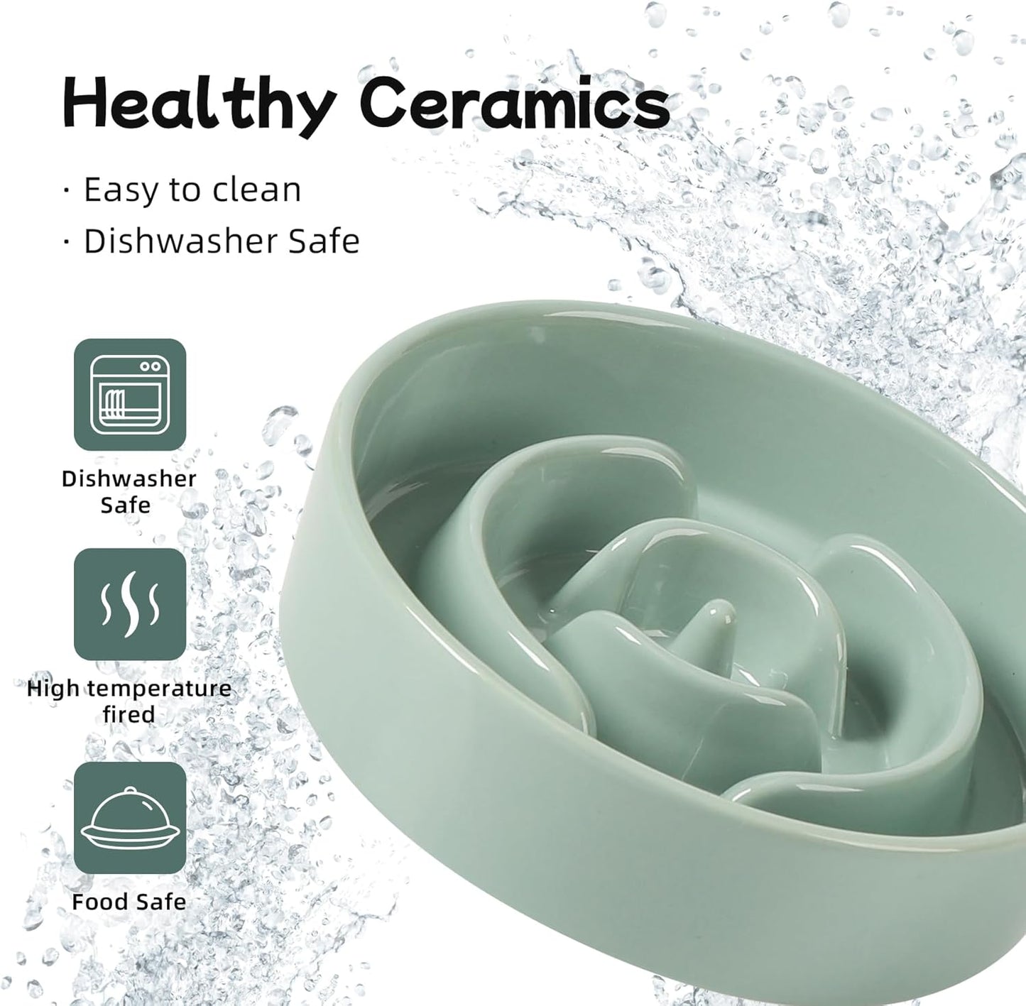 Havniva Ceramic Slow Feeder Dog Bowls, 1.6 Cups Dog Bowl Slow Feeding for Medium Breed, 8.2inch Puzzle Dog Food Bowl Slow Feeder Non-Slip Anti-Gulping and Anti-Choking Reduces Bloating