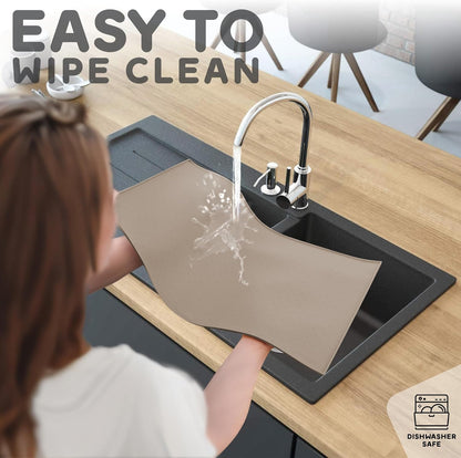 Dog Food Mat - Raised Edges Dogs Mat for Food and Water Prevent Spill, Waterproof Cat Food Mats Protect Floors, Easy Clean Dog Bowl Mats for Food and Water, Silicone Pet Feeding Placemats