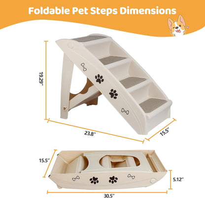 Dog Stairs for High Beds, Foldable Pet Steps Ramp with Non-Slip Bottom for Cats and Small Dogs, for Couch, Car, Portable Waterproof Dog Steps