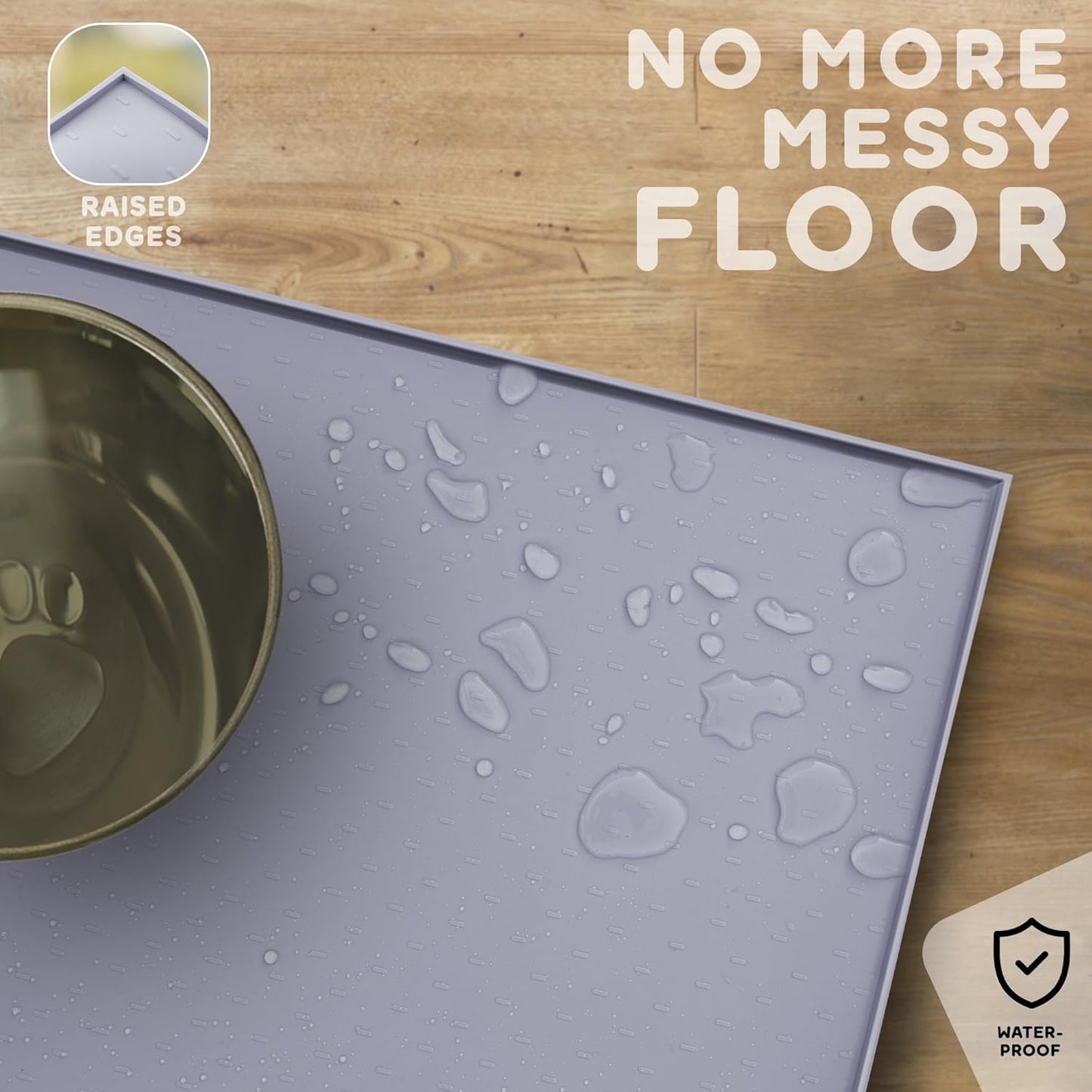 Dog Food Mat - Raised Edges Dogs Mat for Food and Water Prevent Spill, Waterproof Cat Food Mats Protect Floors, Easy Clean Dog Bowl Mats for Food and Water, Silicone Pet Feeding Placemats