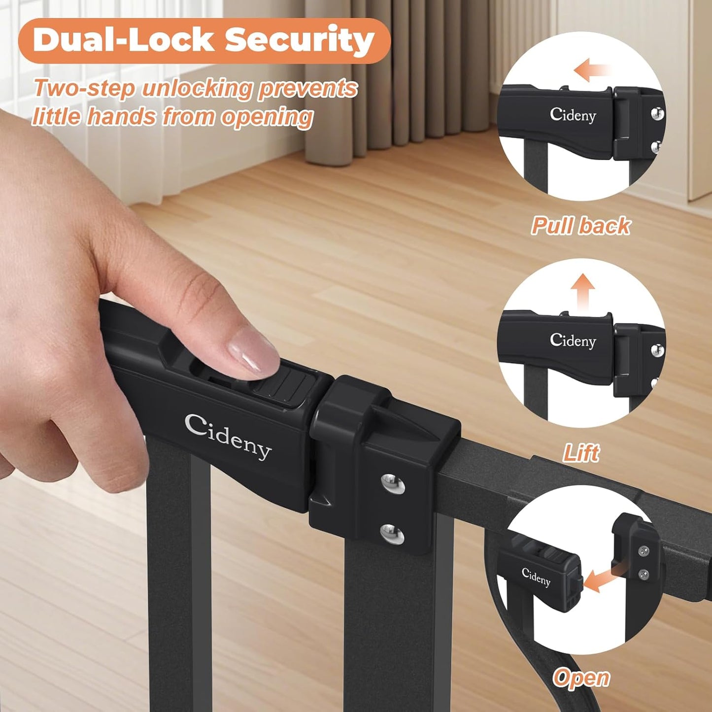 Baby Gate No Drilling, 29"-40" Auto Close Dog Gate Indoor for Doorways & Stairs, Pressure Mounted Adjustable Pet Gate, Easy Walk Through Child Gate for Children & Pets Stroller Friendly, White