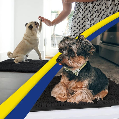 Muddy Mat® Pack of 3 Highly Absorbent Microfiber Dog Door Mat and Pet Rug, Non Slip Thick Washable Area Mat Soft Chenille for Kitchen Bathroom Bedroom and Outdoor - Beige Small, Medium & Large