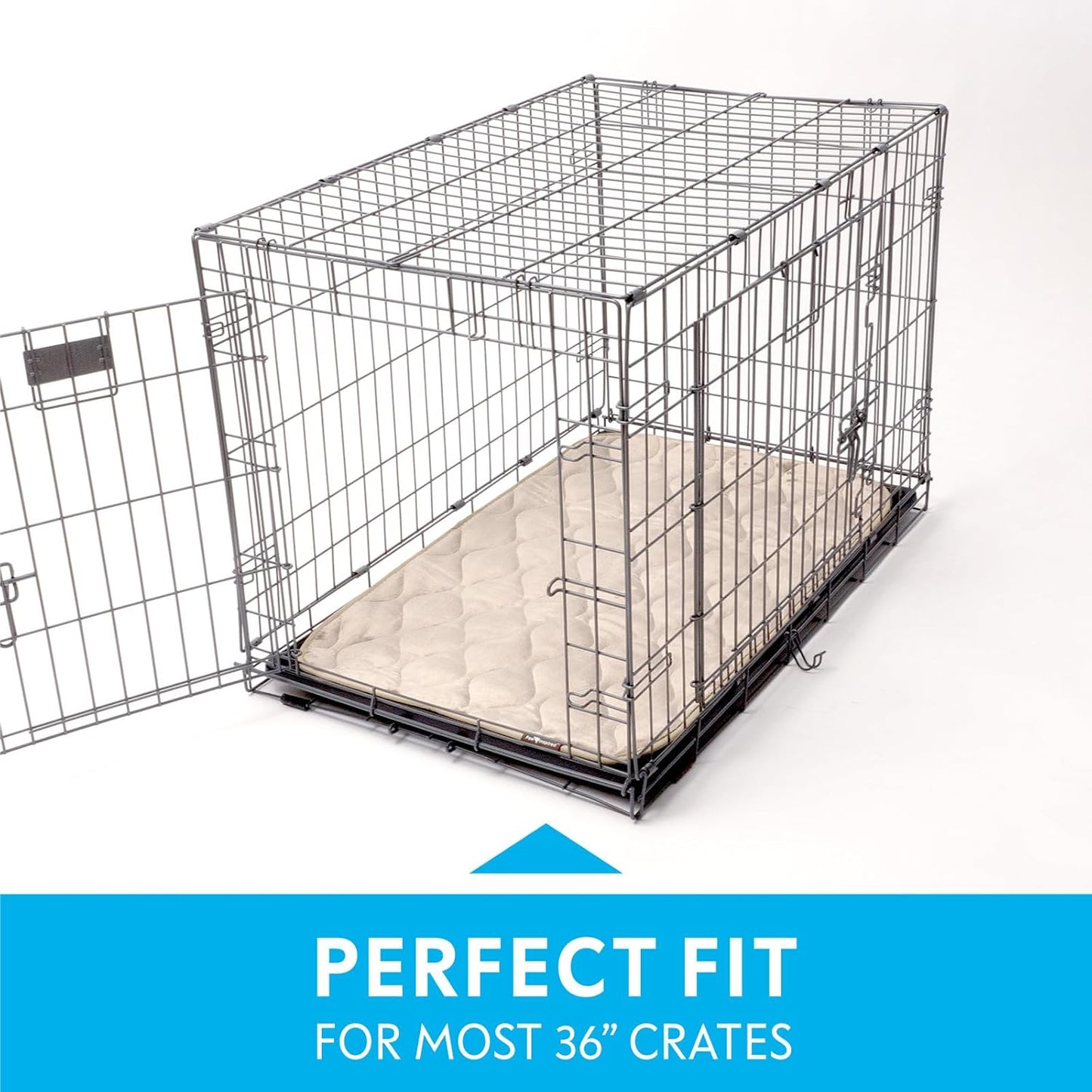 Paw Inspired Washable Padded Crate Mats for Dogs | 29” x 18” Pad, Fits 30-inch Kennels | Leakproof, Waterproof Bottom, Plush Pet Beds (Gray)