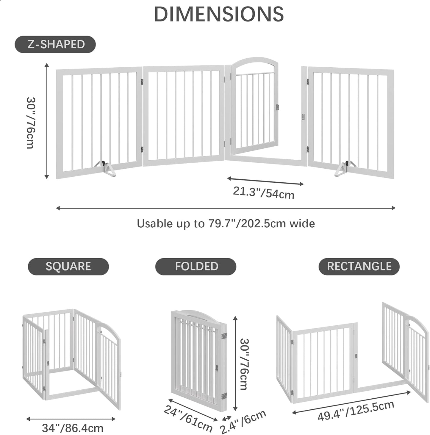 JSB 72-inch Extra Wide 28-inch Tall Dog gate, Freestanding Pet Gate for Halls, Stairs & Home, Pet Puppy Safety Dog Fence with 2PCS Support Feet (Black)