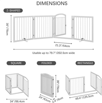 JSB 96-inch Extra Wide 30-inch Tall Dog gate with Door Walk Through, Freestanding Pet Gate for Halls, Stairs & Home, Pet Puppy Safety Dog Fence with 2PCS Support Feet (Black)