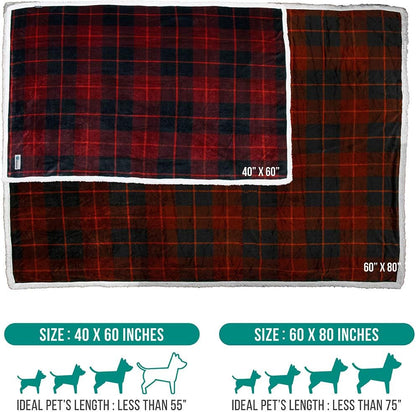 PetAmi Dog Blanket for Medium Large Dogs, Pet Bed Blanket Cat Puppy Kitten, Fleece Furniture Couch Cover Protector Sofa Car, Soft Sherpa Dog Throw Plush Reversible Washable, 40x60 Plaid Dark Gray