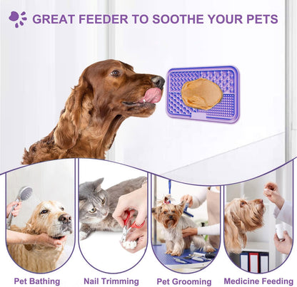 Licking Mat for Dogs & Cats with Suction Cups, 1 Pack Square Dog Slow Feeder Lick Pat for Anxiety Relief & Boredom, Dog Toys to Keep Them Busy, Pets Grooming Bathing Training Mat