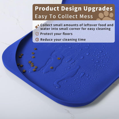 Smilool Silicone Pet Food Mat with Raised Edge for Food and Water Bowl, Dog Feeding Mats, Cat Food Trays for Floor Waterproof, Rubber Tray for Dogs and Cats, 19 x 12 x 0.7 Dark Brown