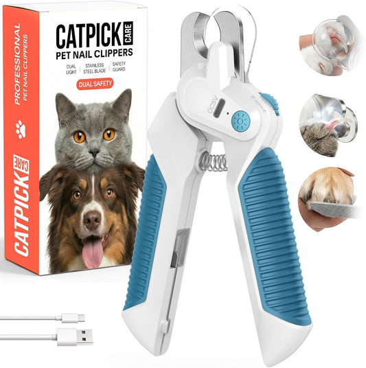 Dogs & Cats Nail Clippers with Light – Safety Guard Pet Nail Trimmer Reveals the Quick, Stainless Steel Blades, Beginner Friendly Grooming Tool for Home Use, Suitable for Small, Medium & Large Pets