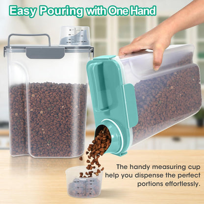 TBMax Dog Food Storage Container 5-7 lbs, Airtight Cat Food Container with Larger Spout & Measuring Cup, Portable Pet Food Storage Dispenser for Small Animal Kibble Storage, Bird Seed Container