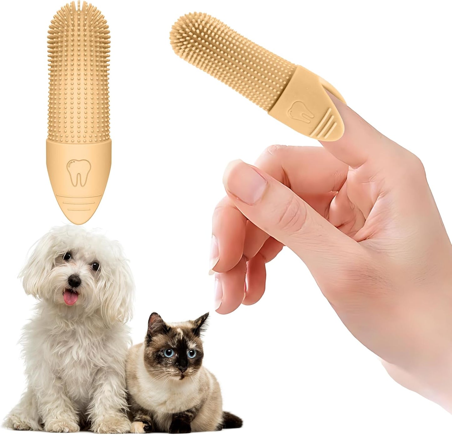 Jack & Milo 2-Pack Soft Silicone Pet Toothbrush – Gentle Finger Toothbrush for Small Dogs, Puppies & Cats – Safe Oral Care for Baby Pets – Promotes Healthy Teeth & Gums – Blue & Green