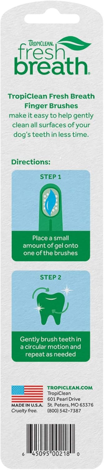 TropiClean Fresh Breath Finger Brushes for Pets, 2 pack -
