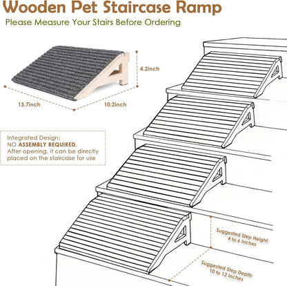 2 Pack Dog Ramp Stairs for Small Dogs – 2-in-1 Solid Wood Pet Ramp & Calf Stretcher, Supports 170lbs, Non-Slip Carpet, Gentle Slope for Senior/Injured/Aging Dogs, Indoor/Gym Use, No Assembly Required