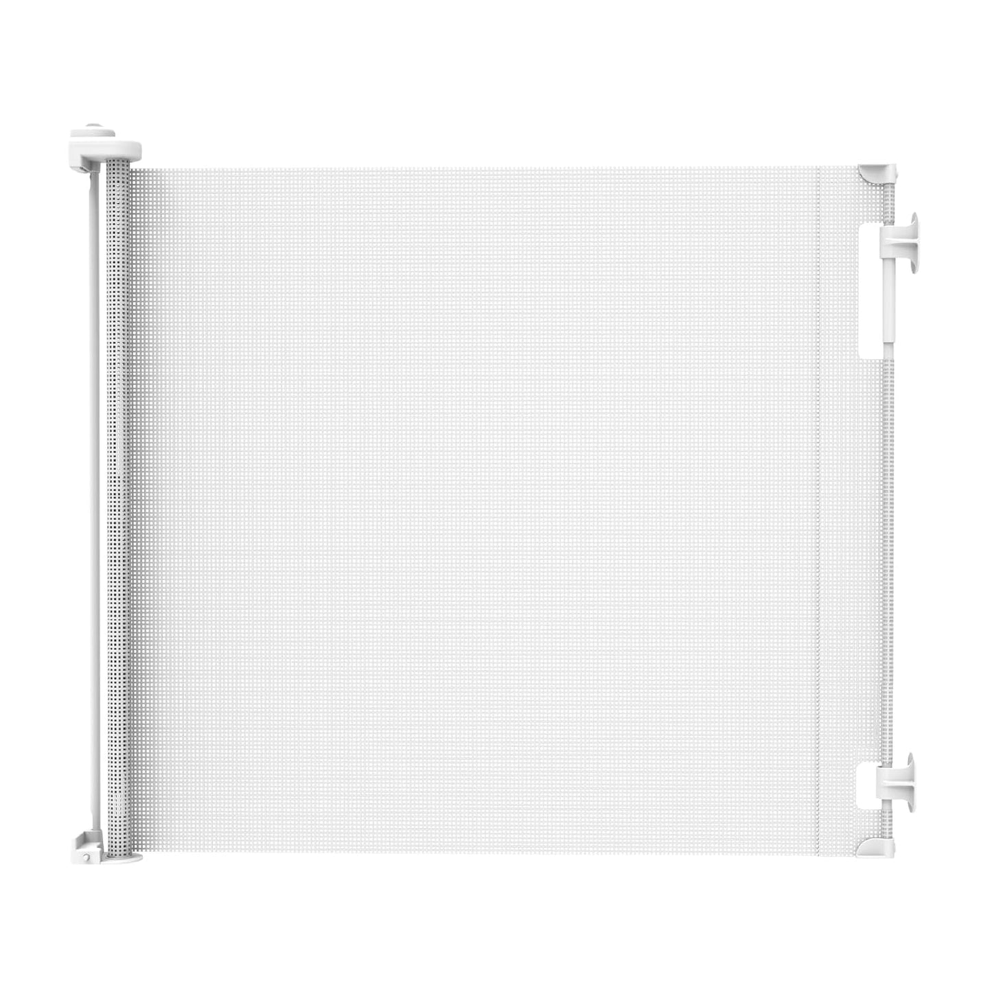 Retractable Baby Gate Perma Child Safety 33" Tall x 55” Wide, Mesh, for Stairs, Doorways, Dogs, Pets, Indoor, Outdoor, One-Handed Operation, Locking, Easy Install, Hardware Mount, Black