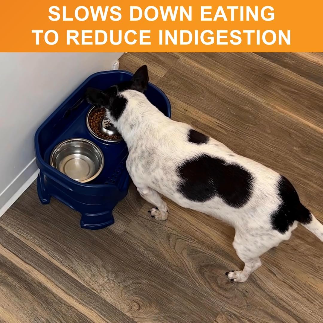 Neater Pet Brands Stainless Steel Slow Feed Dog Bowl for Fast Eating Large Breed, Metal Slow Feeder Dog Bowl Fits in Large Neater Feeders, for Puppy or Dogs (>40 lbs), 3 Cup Food Capacity