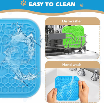 Lick Mat for Dogs - Slow Feeder Licking Mat with Suction Cups for Peanut Butter, Food Treats & Yogurt - 2 Pack