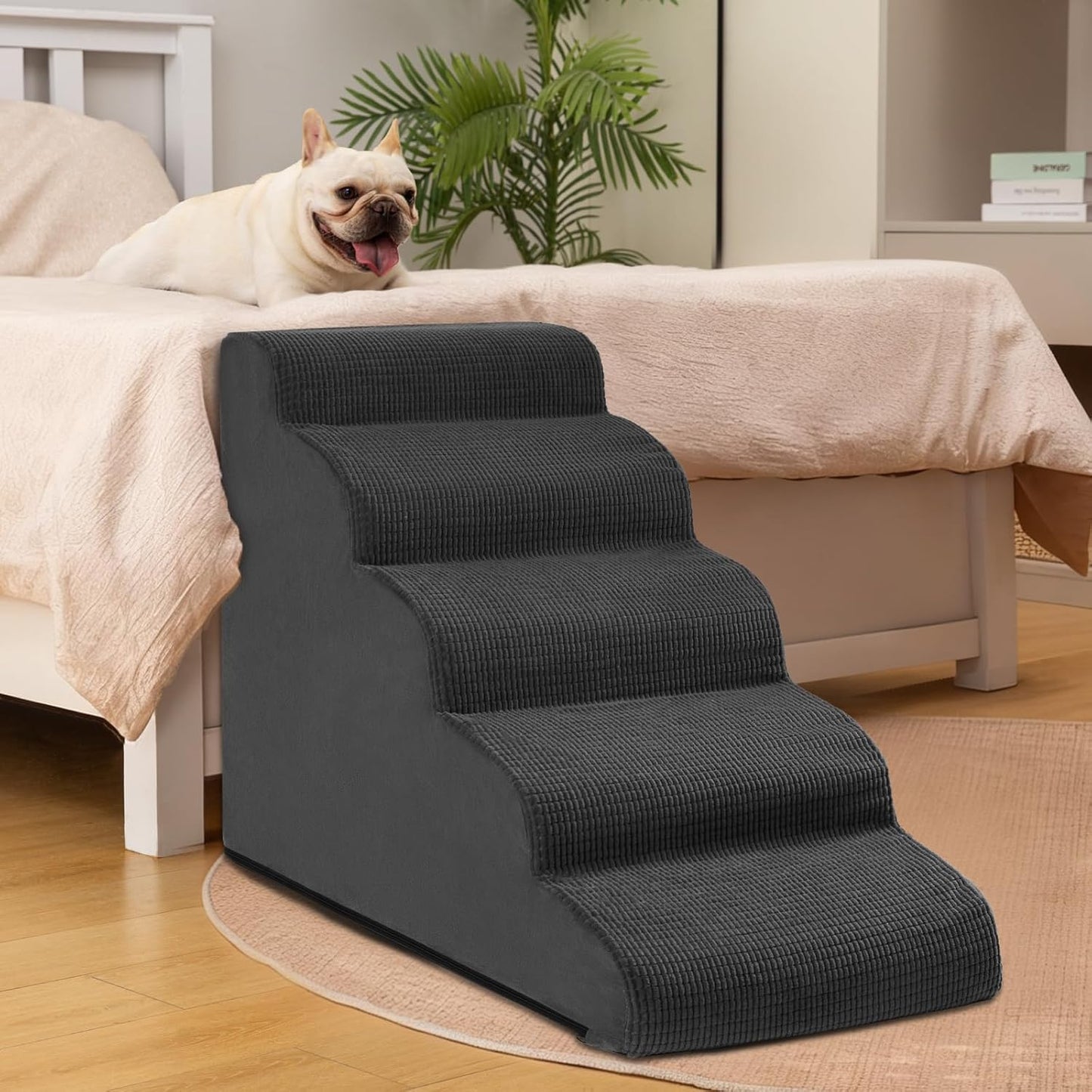Aodisman 3-Step Dog Ramp and Stairs for Sofa and Chair - Non-Slip Sturdy Pet Steps for Small Dogs and Cats,15.7" H,Grey