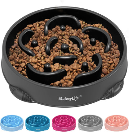 MateeyLife Slow Feeder Dog Bowls 2PCS, Anti-Choking Puzzle Dog Food Bowls, Anti-Slip Interactive Feeding Slow Down Eating, Bloat Stop Maze Dishes for Medium Breeds Pink&Purple