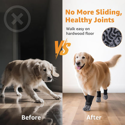 Double Sides Non-Slip Dog Socks to Prevent Licking Paws - Strong Traction for Paw Protector, Senior Dogs, Hardwood Floors, Dog Booties with Grippers - Size Large