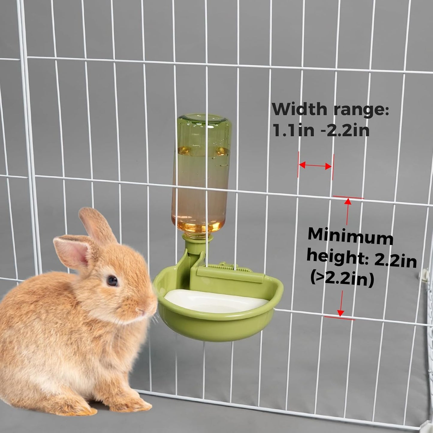 VANNON 16oz Pet Water Bottle, Gravity Dog Water Bowl Dispenser for Cage, Anti-Overflow Water Dispenser for Small Dogs, Cats, Rabbits and Other Small Animals, BPA Free, Grey