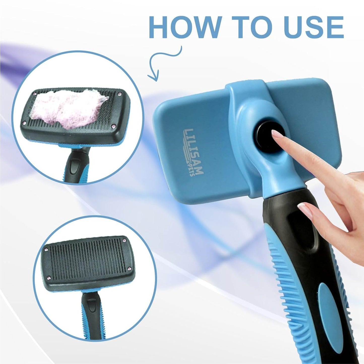 Pet Self Cleaning Slicker Brush and Grooming Comb - Gently Removes Loose Hair, Tangles, and Dirt - Skin Friendly Deshedding Grooming Tool for Hair Dogs & Cats - Pet Supplies Accessories (Purple)