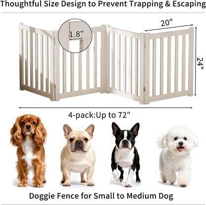 2-Panel Solid Wood Dog Gate - Freestanding Folding Pet Gate for Doorways, Stairs, Indoor, 24" Height, No Installation Needed, Natural Wood