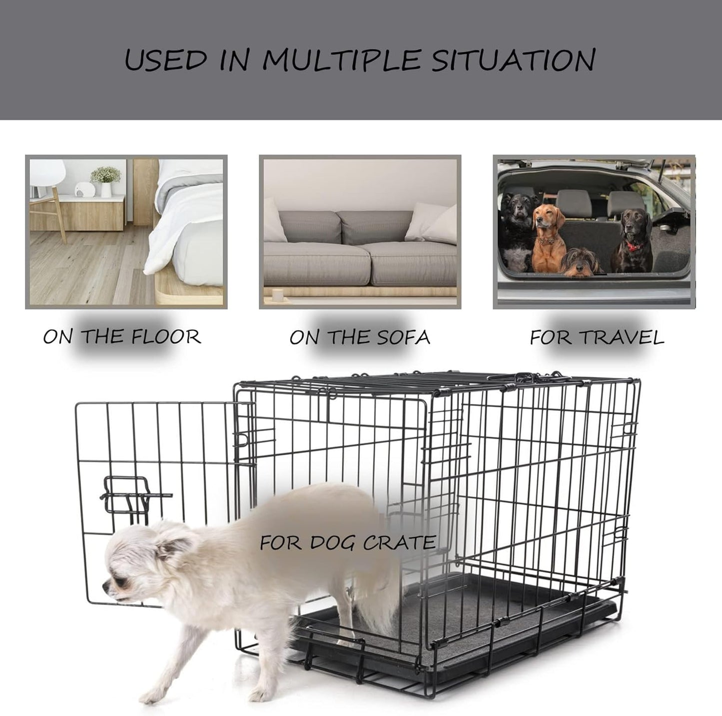 Washable Dog Bed Mat Ultra Soft Dog Crate Pad Comfy Fluffy Pet Kennel Beds Sleeping Mattress for Large Jumbo Medium Small Dogs, 36 x 23 Inch, Gray