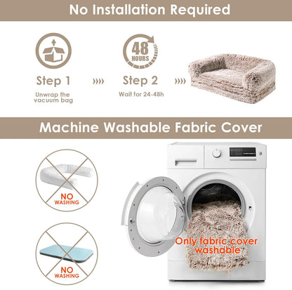 EHEYCIGA Foldable XXL Dog Bed for Large Sized Dog, 54"x38"x7.5" Faux Fur Fluffy Pet Couch Bed, Orthopedic Calming Memory Foam Big Pet Bed, Washable Pet Sofa Bed with Non-Slip Bottom, Dark Grey