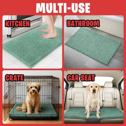 MudGuard Mat™ Dog Door Mat for Muddy Paws, Super Absorbent Microfiber, Non-Slip Indoor Mat, Quick Dry Chenille Mud Mat for Dogs & Entryway, Washable, Grey 19" x 30"