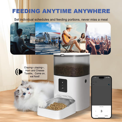 ANDOLL HOME Automatic Cat Feeder, 4L Cat Food Dispenser with 10s Voice Recorder, Pet Feeder up to 8 Meals per Day, Timed Dog Feeder with Dry Food Sealed Ring