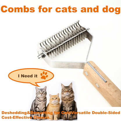 Undercoat Rake Pet Brush with Square Handle, Premium Dematting Comb & Cat Dog Shedding Tool, Efficient Grooming Brush for Detangling Mats & Loose Fur, Ideal for Large Medium Small Dogs and Cats