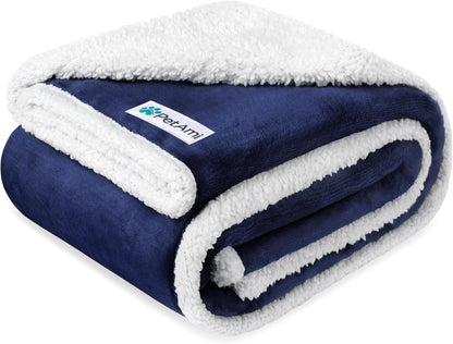 PetAmi Waterproof Dog Blanket for Couch, Large 60x40, Pee Proof Sherpa Fleece Reversible Pet Throw, Furniture Protector for Bed Sofa Kennel, Soft Washable Cover for Medium Dogs Cats, Grey Sherpa
