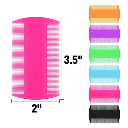 Pumtus 120 Pack Plastic Flea Lice Combs, Fine Tooth Flea Tick Comb, Double Sided Pet Combs, Cat Dog Hair Dandruff Removal Comb, Grooming Tools for Rabbit, Cat, Dog, Kitten, Small Pet (6 Colors)