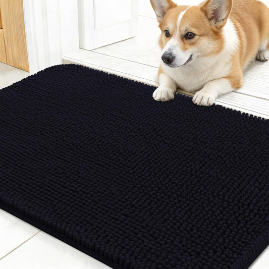 OLANLY Dog Door Mat for Muddy Paws 30x20, Absorbs Moisture and Dirt, Absorbent Non-Slip Washable Doormat, Quick Dry Chenille Mud Mat for Dogs, Entry Indoor Entryway Carpet for Inside Floor, Grey - Colors F