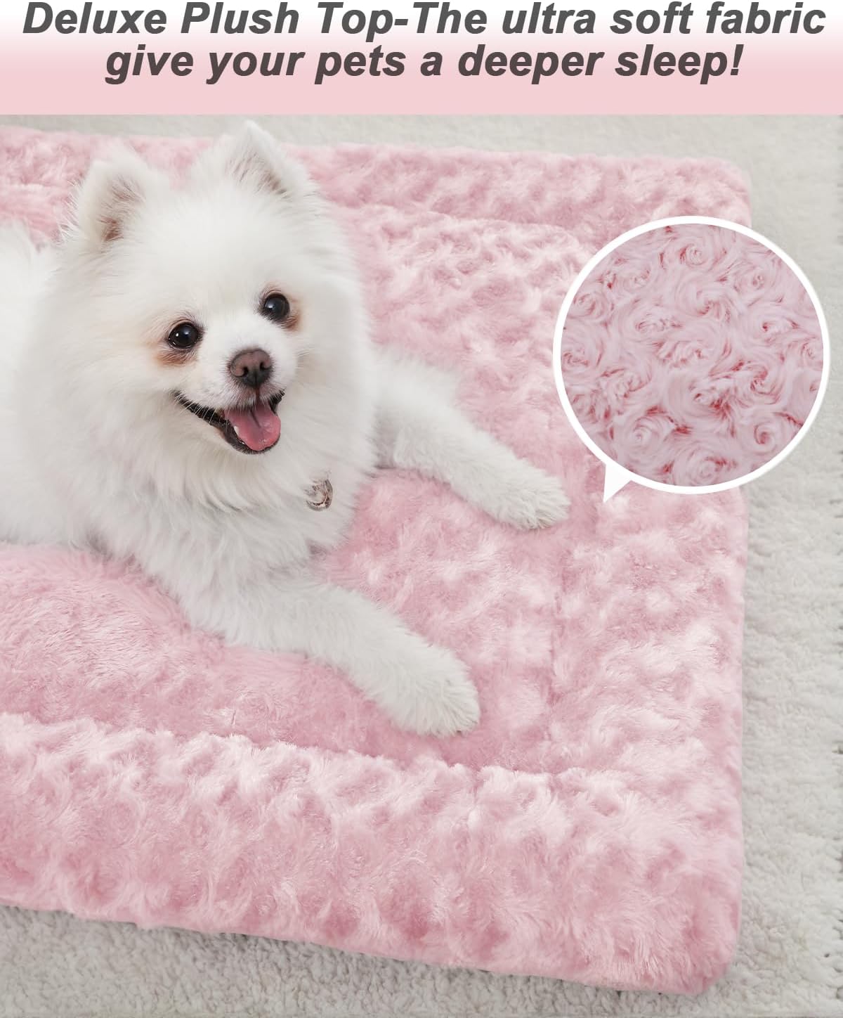 Washable Dog Bed Mat Ultra Soft Dog Crate Pad Comfy Fluffy Pet Kennel Beds Sleeping Mattress for Large Jumbo Medium Small Dogs, 36 x 23 Inch, Gray
