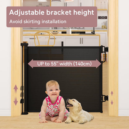 Momcozy Retractable Baby Gate, Mesh Baby Gate or Mesh Dog Gate, 33" Tall,Extends up to 71" Wide, Child Safety Gate for Doorways, Stairs, Hallways, Indoor/Outdoor