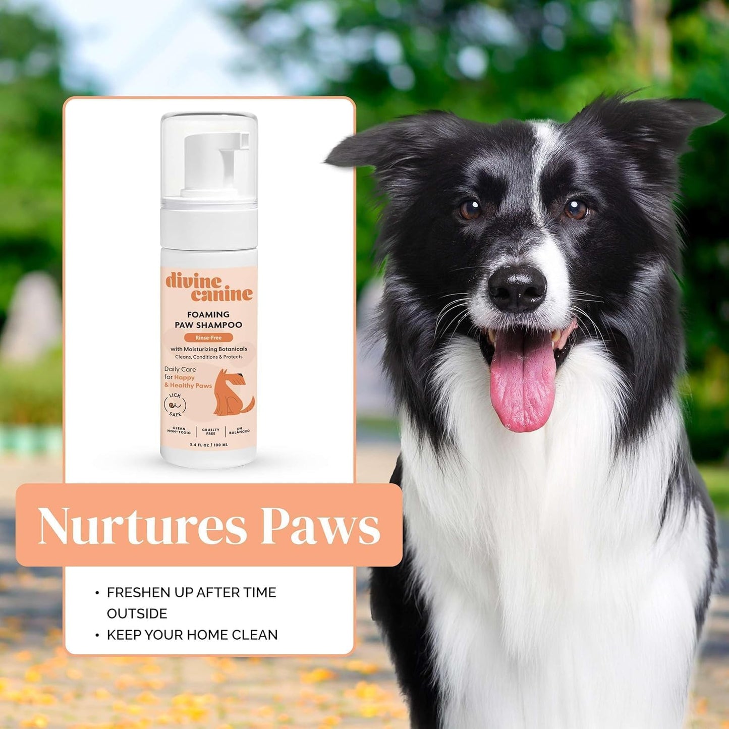Foam Dog Paw Cleaner - Alcohol Free Foaming Paw Sanitizer Spritz - Made with Coconut, Aloe, Copaiba Oil, and Lemongrass Oil to Nourish and Clean Paws - Made in The USA (1.7 Fl Oz)
