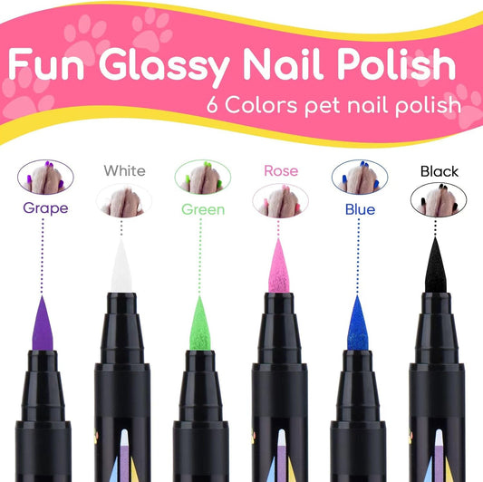 OLINGYOU 15 Colors Dog Nail Polish Pens Quick Dry, Pet Nail Polish Set for Dogs DIY Dogs Puppy Nails, Dog Safe Nail Polish Non Toxic, Odorless, Easy to Apply