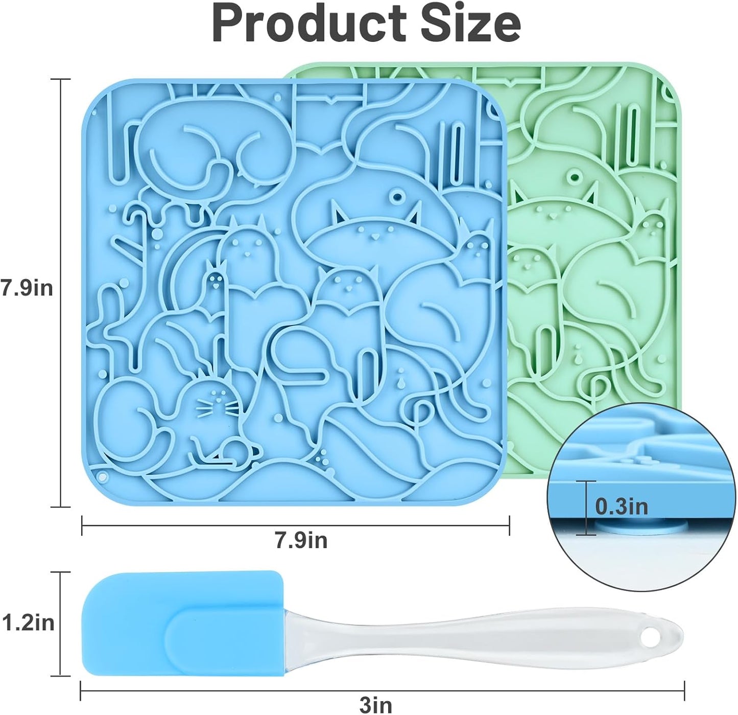 Lick Mat for Dogs,Lick Pads for Cats with Suction Cups- Large&Small Pet Anxiety Relief, Slow Feeder Dog Bowls, Bathing, Grooming and Training -2PCS Packing (Blue+Green, Large)