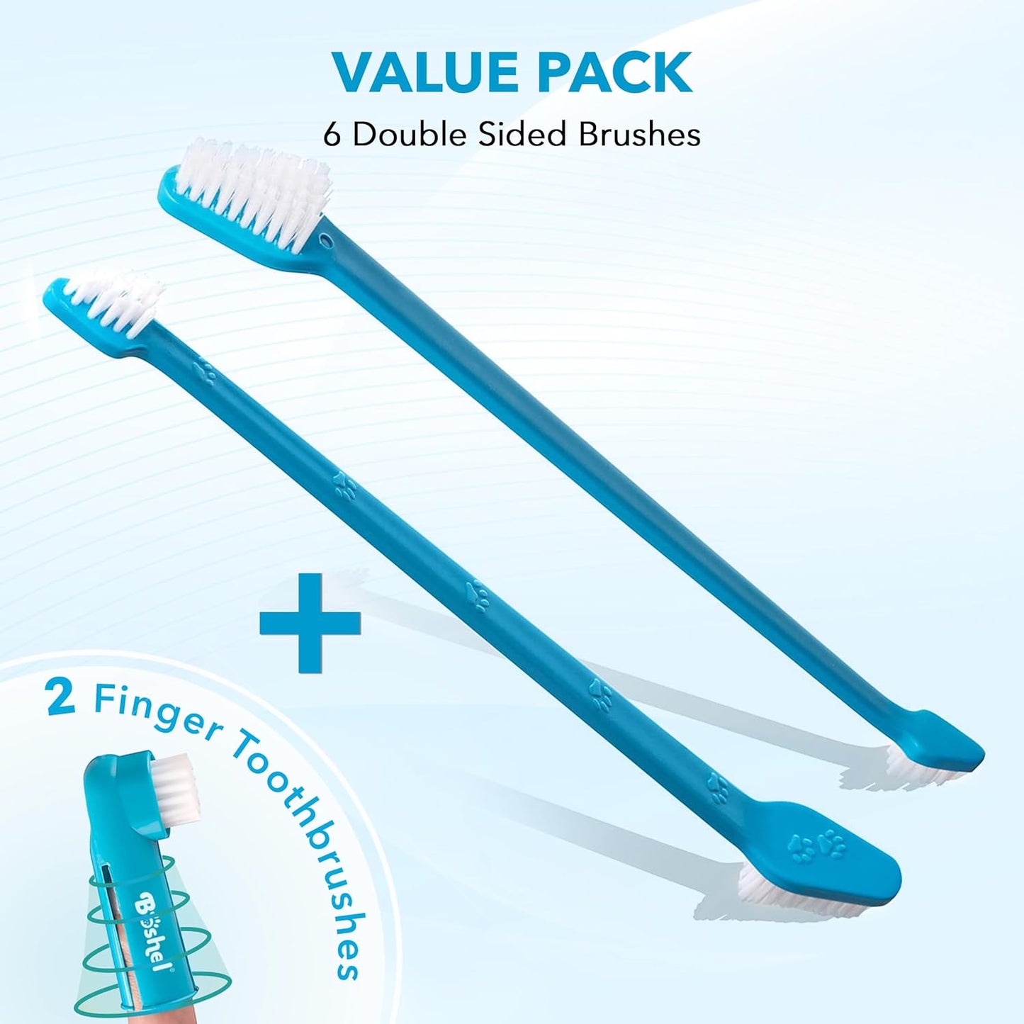 Boshel Pet Toothbrush, 2 Dog Tooth Brush with Dogs Finger Toothbrush for Small and Large Breeds, 3 Pack