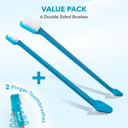 Boshel Pet Toothbrush, 2 Dog Tooth Brush with Dogs Finger Toothbrush for Small and Large Breeds, 3 Pack