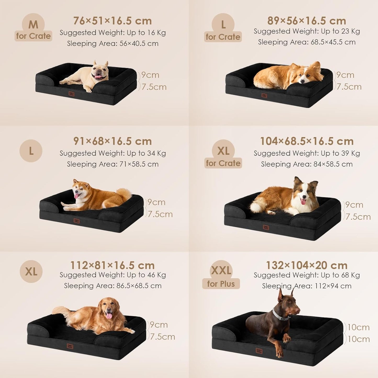 EHEYCIGA Orthopedic Dog Beds for Extra Large Dogs 44x32Inch, Waterproof Memory Foam XL Pet Bed with Sides, Non-Slip and Egg-Crate Foam Big Dog Couch Bed with Washable Removable Cover, Grey