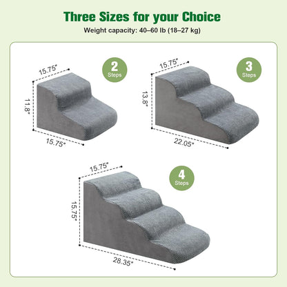 Dog Stairs for Couch, 3 Steps 13.8" H Non-Slip Pet Stair, Balanced Stable Pet Ramp for Small Dogs, Indoor Furniture Step, Gray
