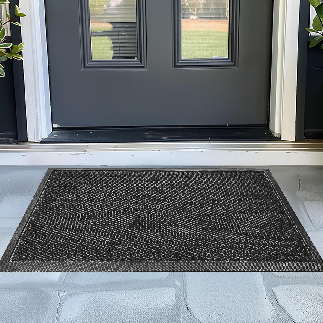 Muddy Mat® Meshy Mat™ Door Mat Heavy-Duty Quick-Dry Floor Mat, Sand & Dirt Trapper for Indoor & Outdoor, Ideal for Entrance, Mudrooms,Patios & Garages,Low-Profile,Non-Slip,Washable– Black 17"x30"x0.4"