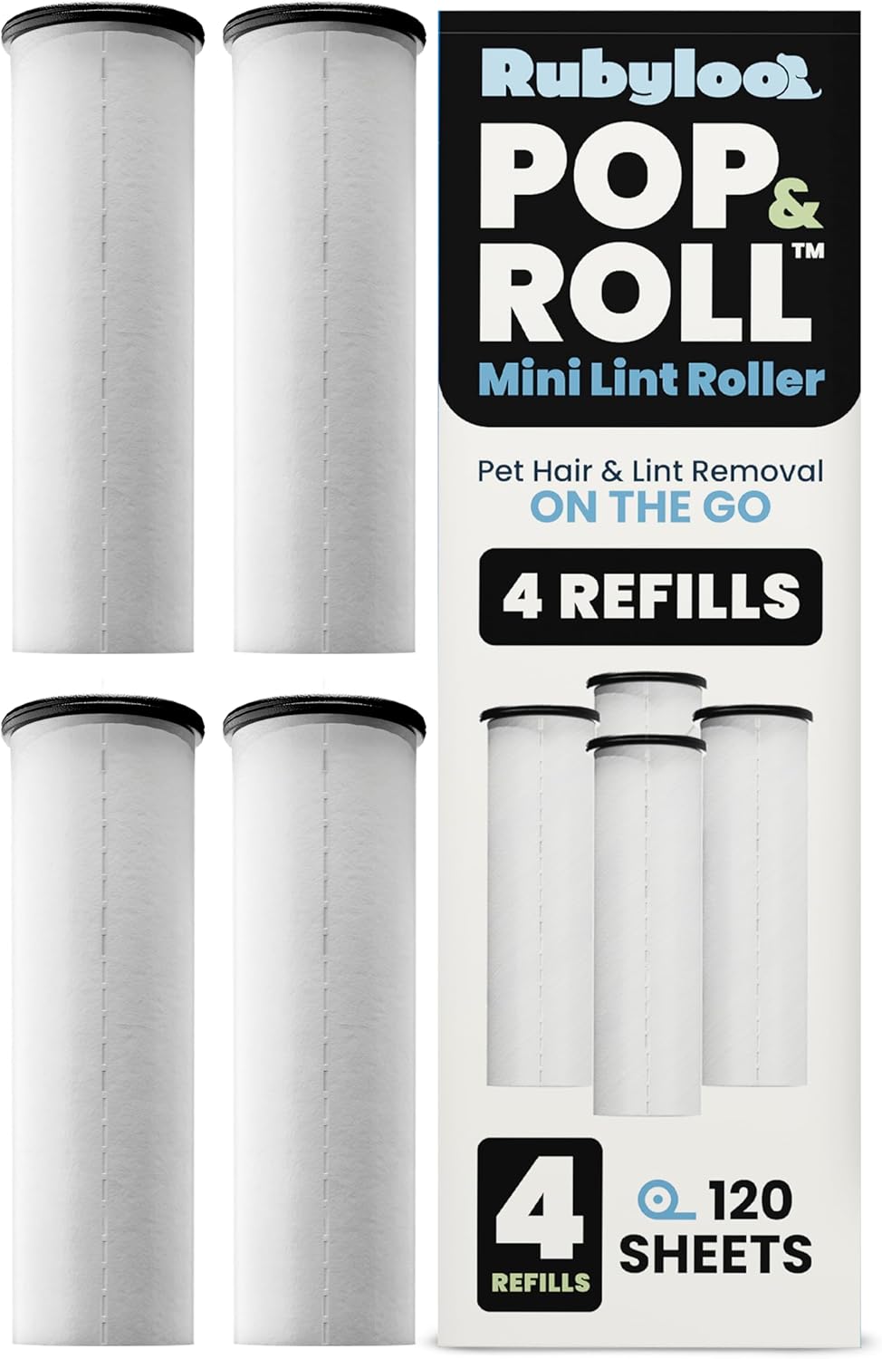 Mini Lint Roller for Pet Hair Extra Sticky (3 Pack + 4 Refill Rolls) - Travel Size Pet Hair Roller with Retractable Cover - Cat & Dog Fur Remover for Clothes