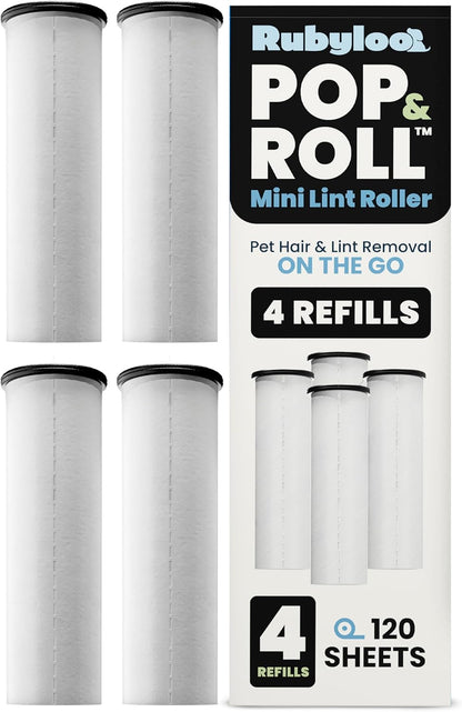 Mini Lint Roller for Pet Hair Extra Sticky (3 Pack + 4 Refill Rolls) - Travel Size Pet Hair Roller with Retractable Cover - Cat & Dog Fur Remover for Clothes