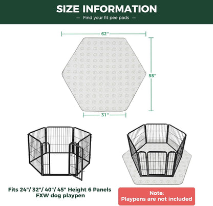 FXW Washable Pee Pads for Dogs, Puppy Pads with Super Absorbent, Specifically Designed for FXW Rollick/Homeplus 24inch 6 Panels Dog Playpen, 39" x 63" Rectangle, Khaki, 1 Pack