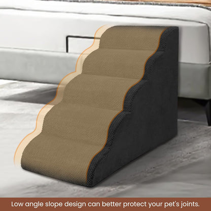Dog Stairs for Small Dogs, 3 Tiers High Density Foam Dog Ramp, Extra Wide Non-Slip Pet Steps for High Beds Or Couch, Soft Foam Doggie Ladder for Dogs Injured, Older Pets, Small Cats